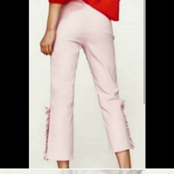 NWT / ZARA- Pink Barbie Core Capri Ruffle A Line Pants- Large - Picture 4 of 14